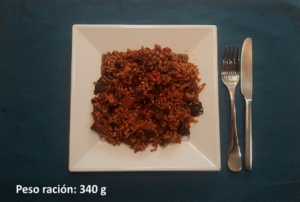 Arroz con magro y verduras